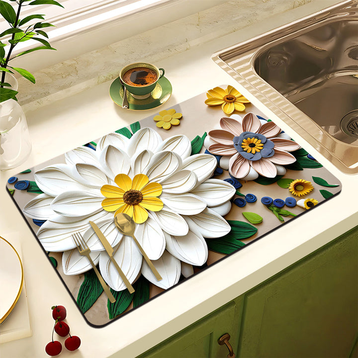 Floral Design Anti-Slip Kitchen Mat