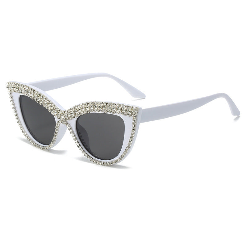 Glamorous Rhinestone-Embellished Shield Sunglasses Kalsten