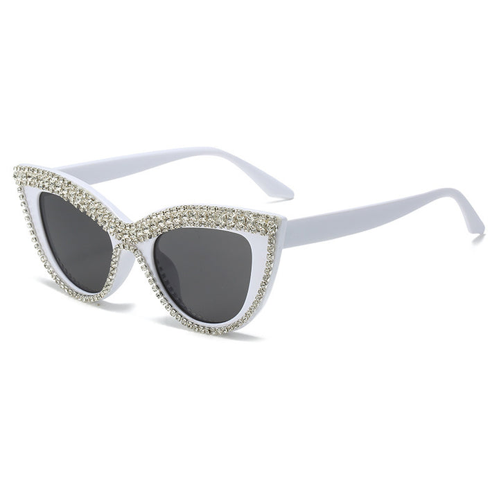Glamorous Rhinestone-Embellished Shield Sunglasses Kalsten