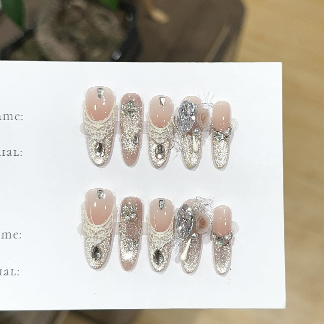 Elegant Rhinestone and Glitter Press-On Nails
