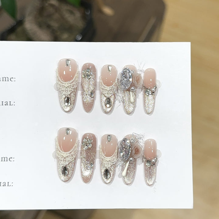 Elegant Rhinestone and Glitter Press-On Nails