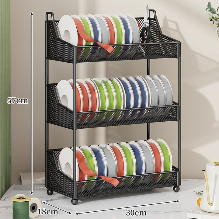 Ribbon Spool and Craft Supply Mesh Organizer Rack