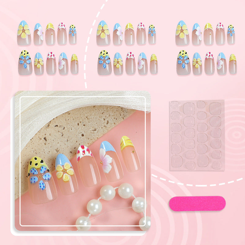 Artistic Floral and Patterned Press-On Nail Set