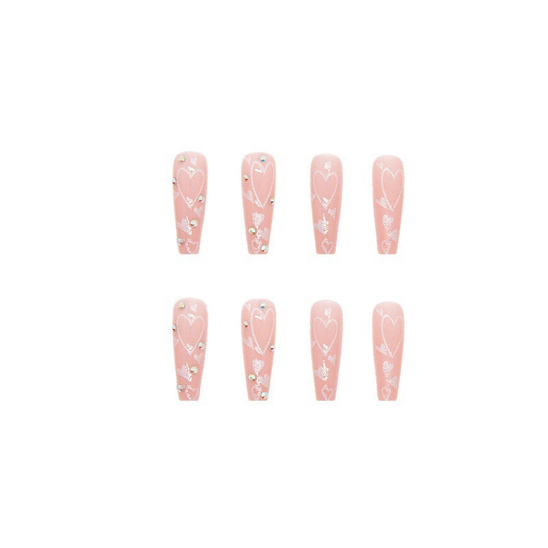 Elegant Heart-Embellished Nail Extensions Kalsten