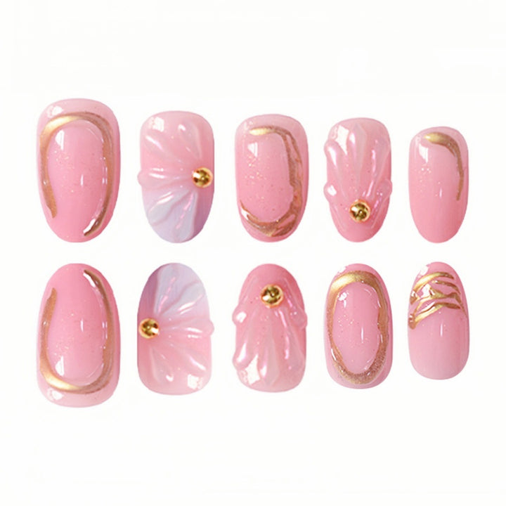 Floral Geometric Press-On Nail Art Set Kalsten