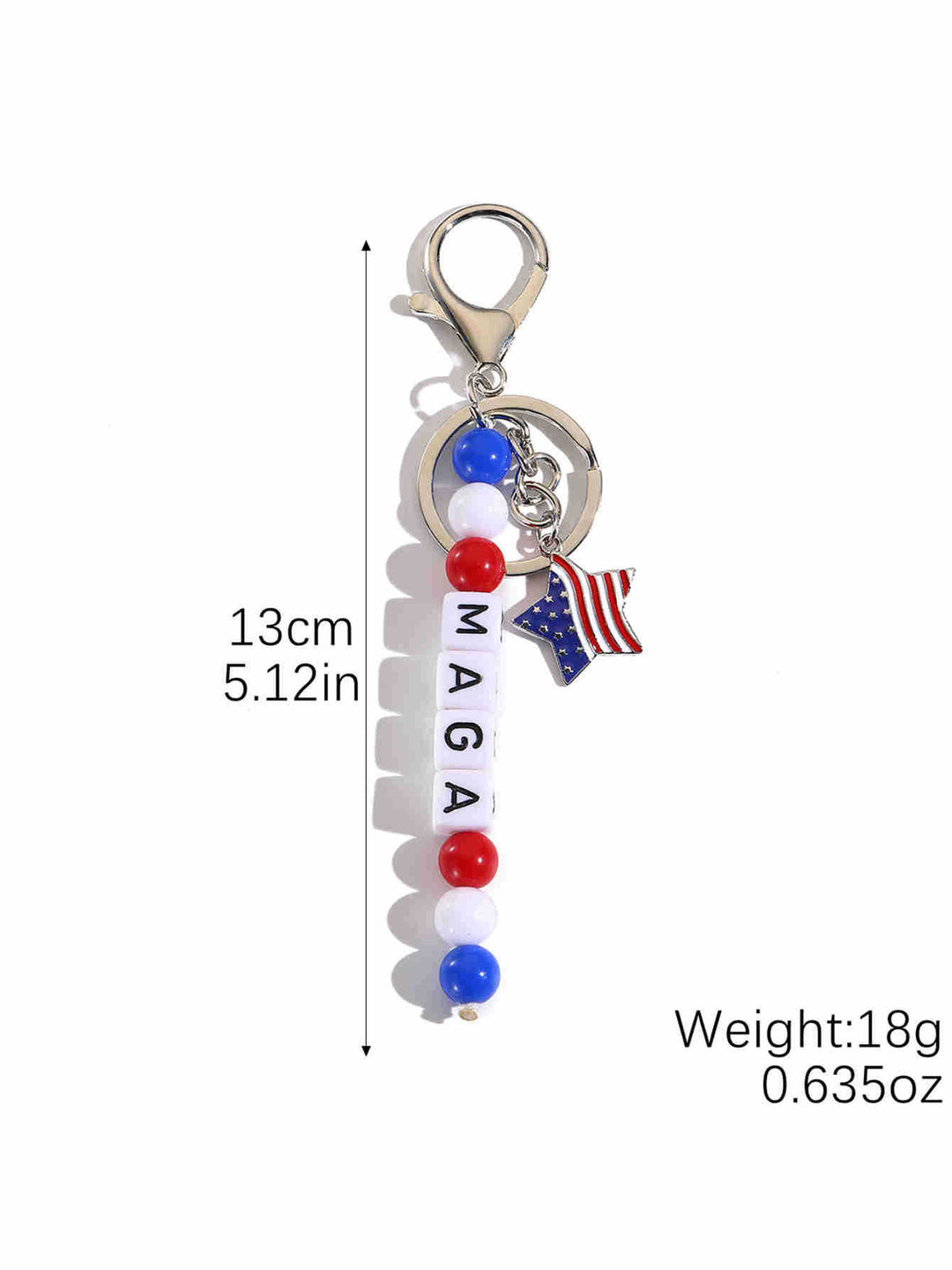 Unisex keychain with letter beads and American star pendant Kalsten