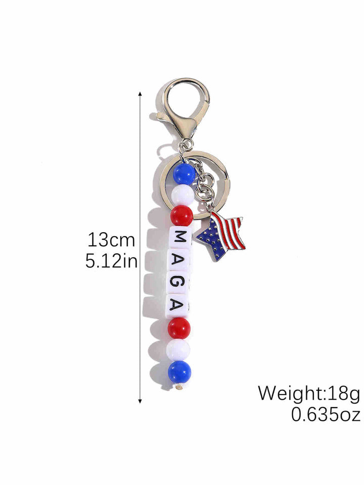 Unisex keychain with letter beads and American star pendant Kalsten