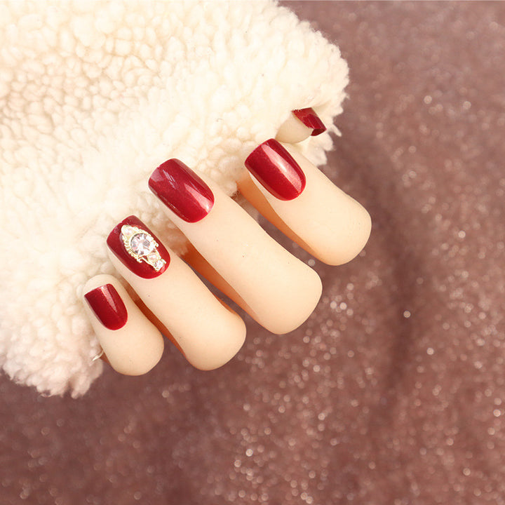 Luxury Press-On Nail Art Set with Rhinestone Accents Kalsten