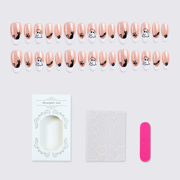 Creative Acrylic Nail Set with Halloween Motifs Kalsten