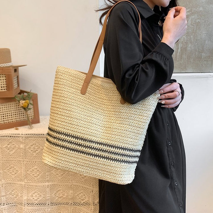 Spacious fabric tote bag with leather handles Kalsten