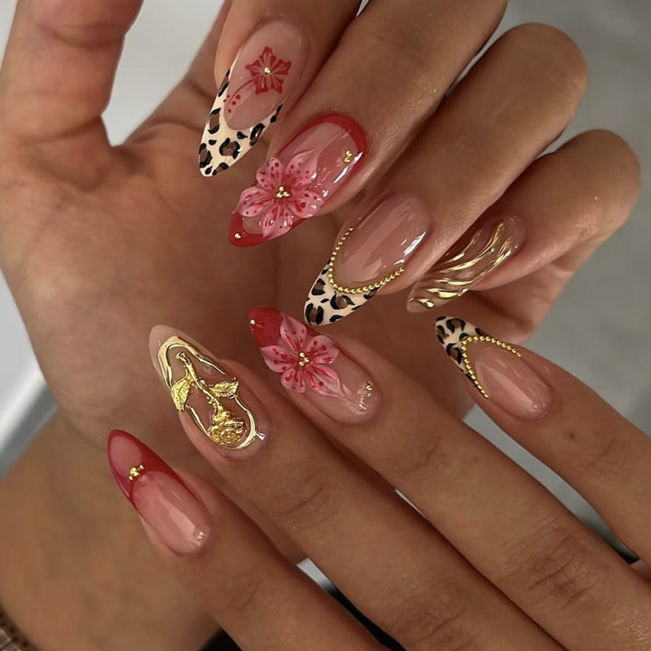 Elegant 3D Floral and Animal Print Nail Art Extensions Kalsten