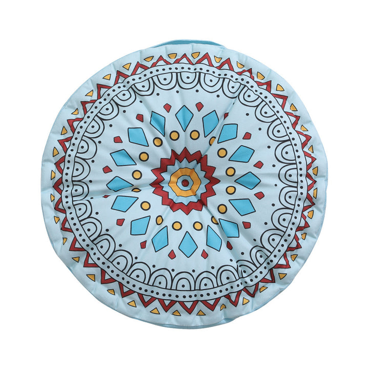 Round seat cushion with mandala print, thickly padded floor seating mat and carrying handle Kalsten