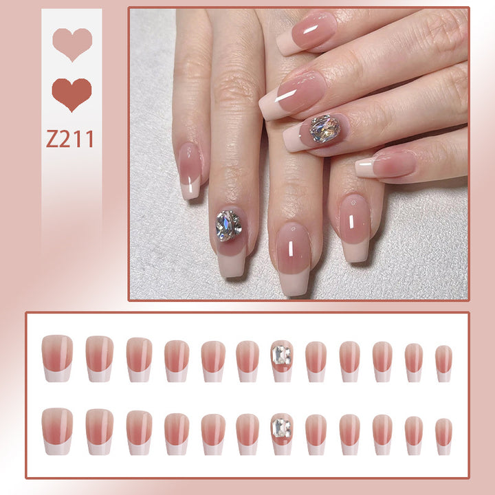 Elegant Rhinestone-Embellished Press-On Nails