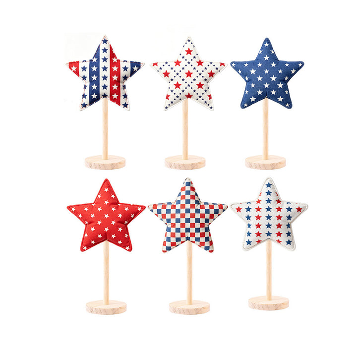 Unisex decorative star decoration figures made of fabric on wooden stand Kalsten