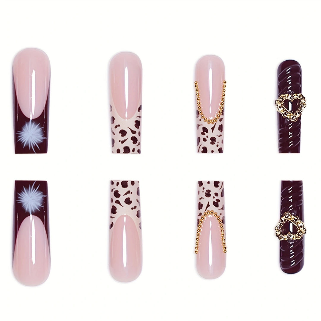 Artistic Leopard and Floral Press-On Nails Kalsten