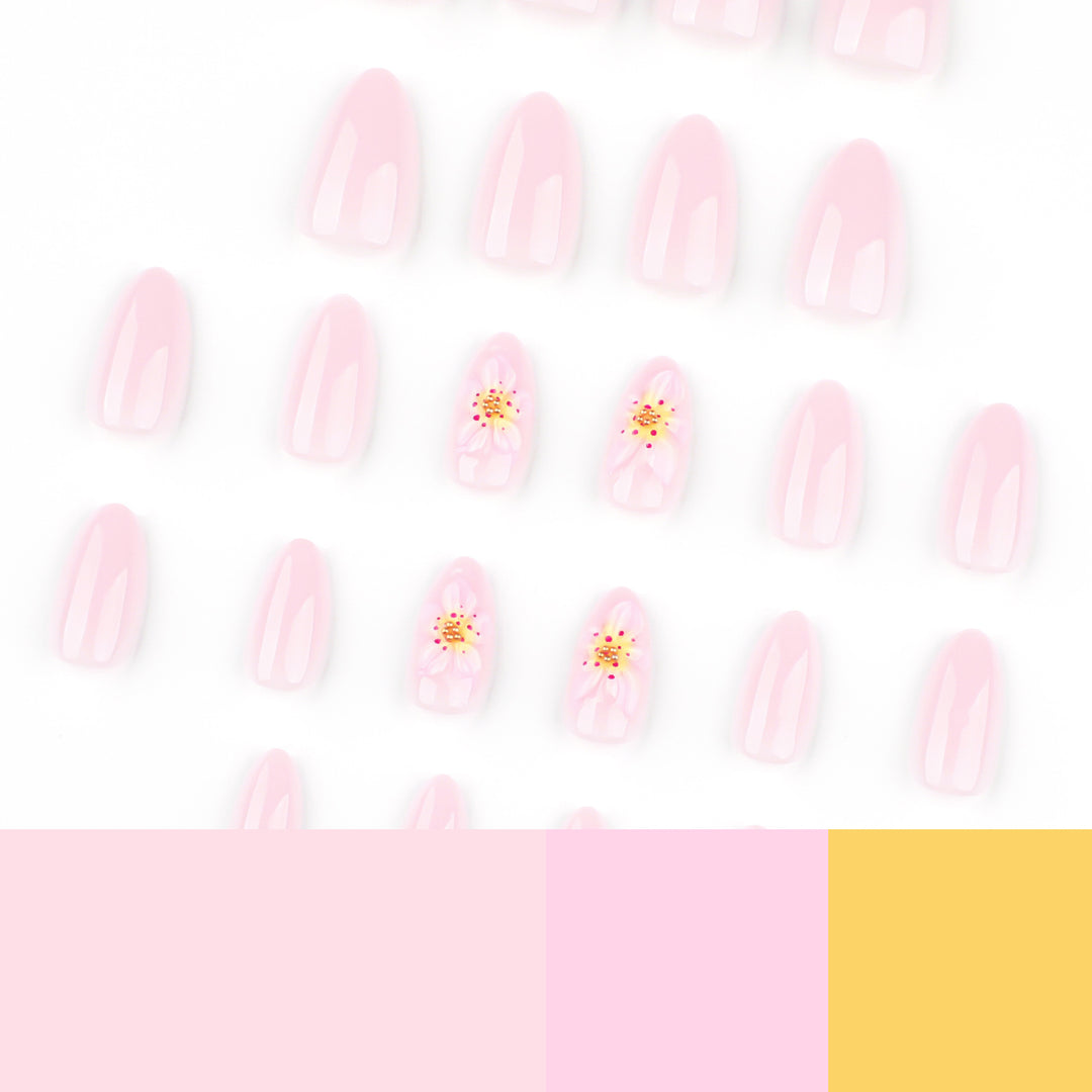 Artful Nail Extensions with Delicate Flower Designs Kalsten