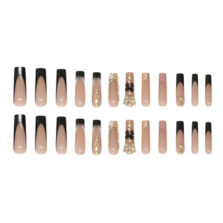 Artificial nail set with elegant 3D decorations and crystal accents Kalsten