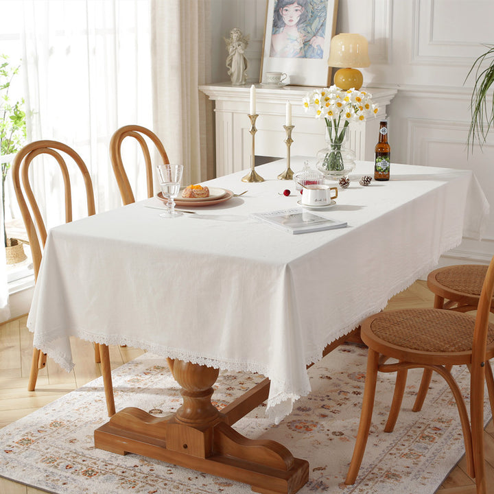 Elegant Lace Trimmed Tablecloth