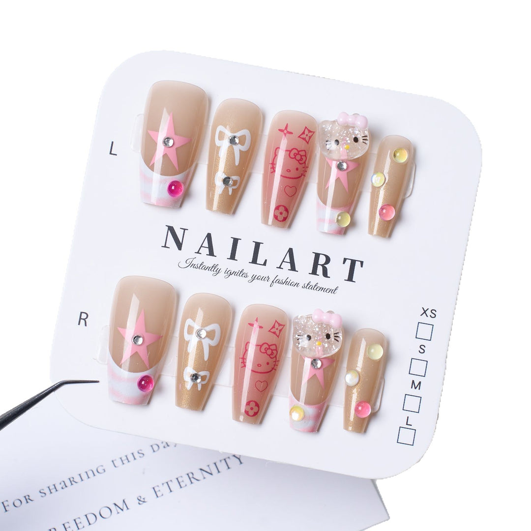 Elegant Stiletto Press-On Nails with Floral Design Kalsten