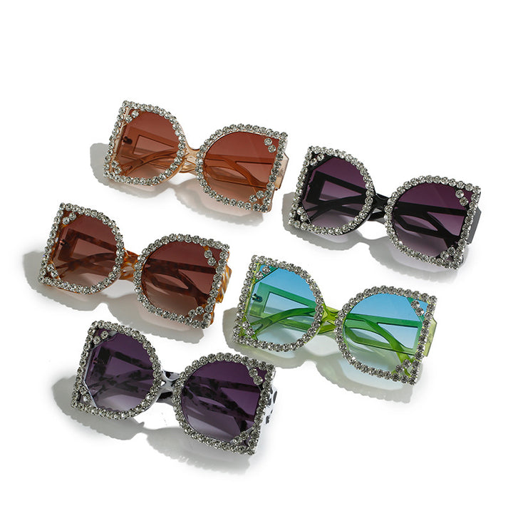 Statement Rhinestone-Embellished Hexagonal Sunglasses Kalsten