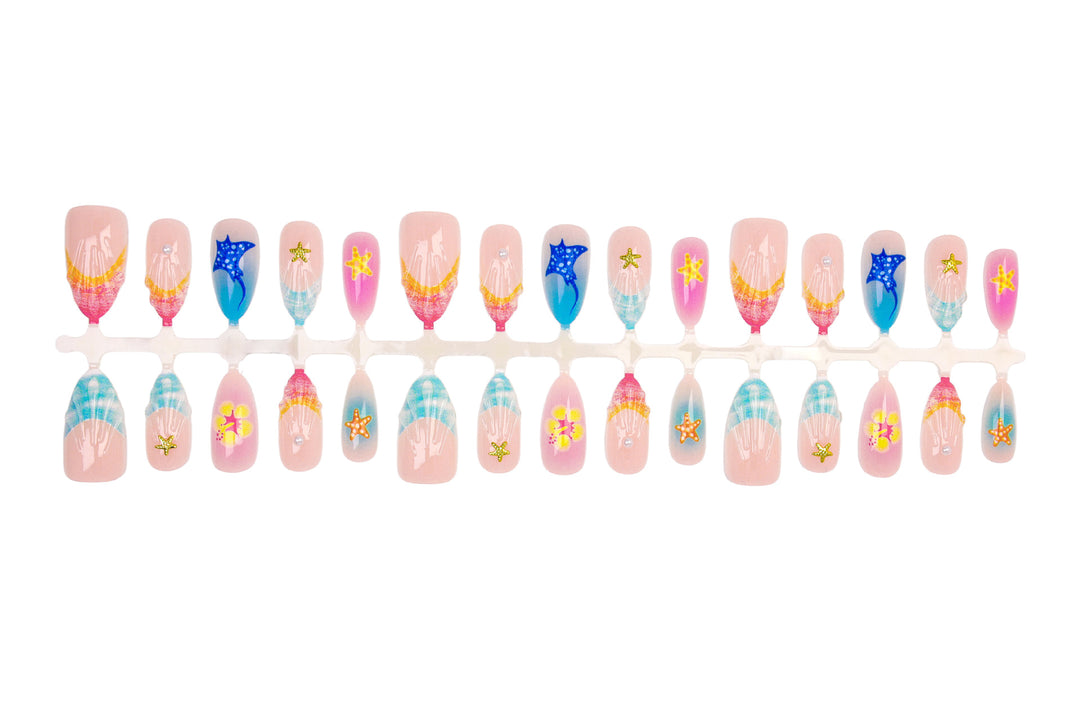 Artificial nail set with maritime and colorful designs Kalsten