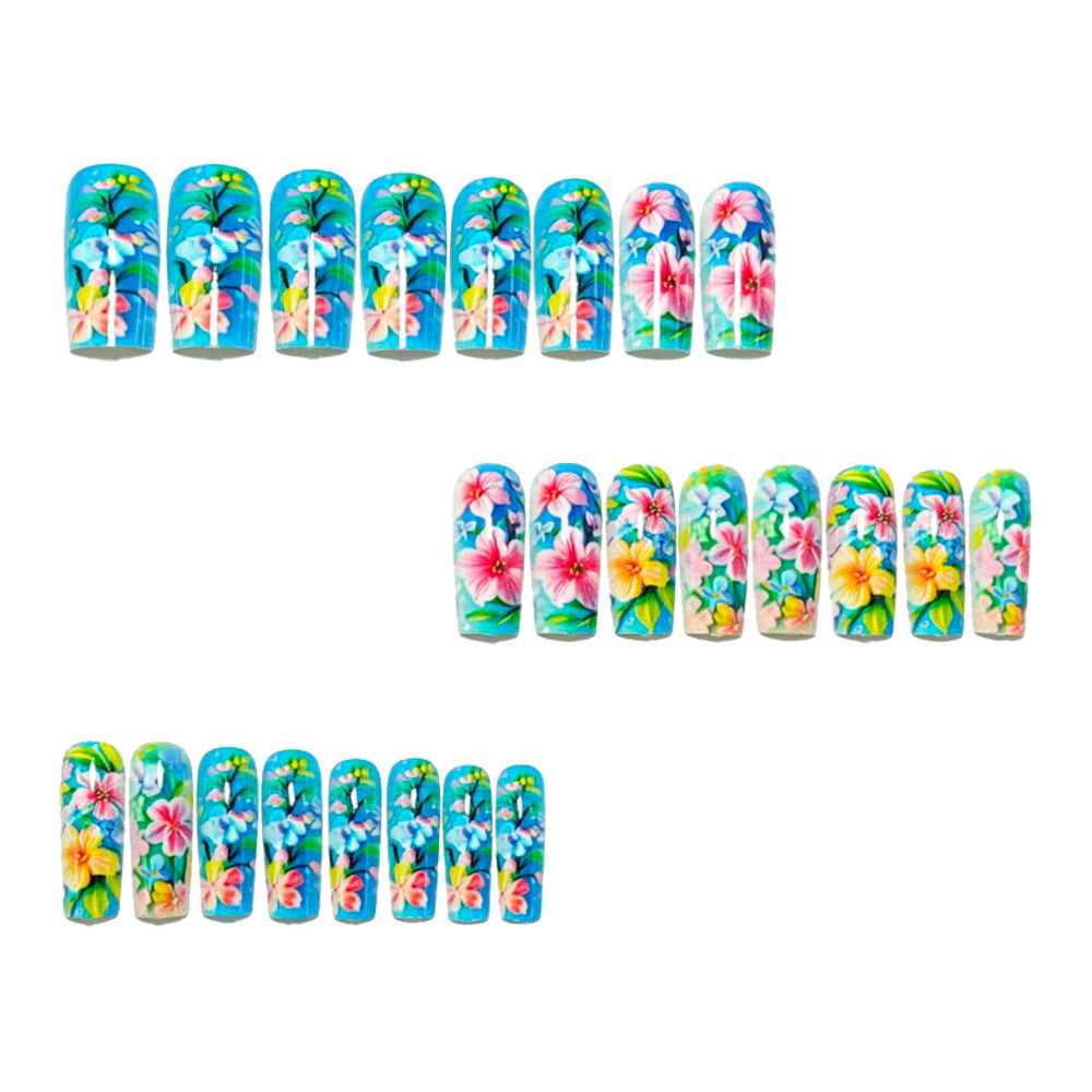Artificial nail set with flower design and glossy finish Kalsten