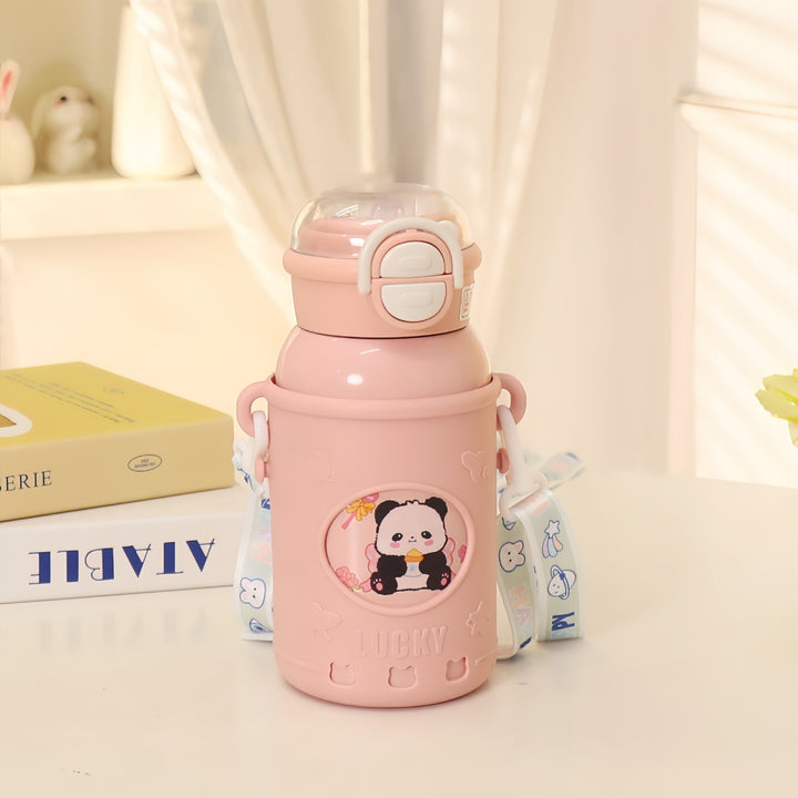 Ladies Insulated Drink Bottle with Practical Carry Strap and Cute Panda Design Kalsten