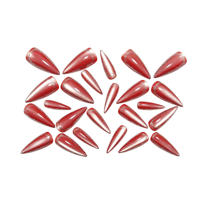 Glamorous Stiletto Artificial Nails with Metallic Edge Kalsten
