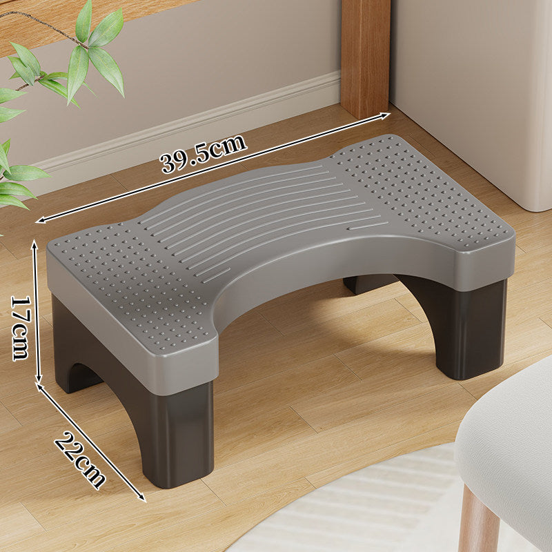 Curved Non-Slip Plastic Footstool Step Stool with Textured Anti-Skid Surface and Reinforced Legs