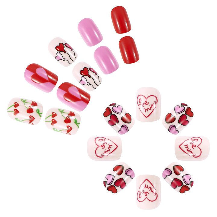Artistic Love-Themed Press-On Nail Art Set Kalsten