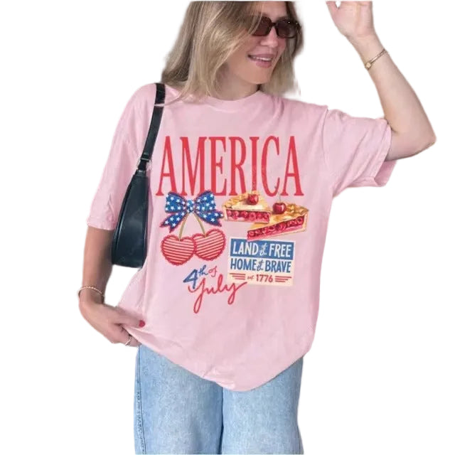 Women's nan patriotic oversized cotton graphic tee with relaxed boxy fit Kalsten
