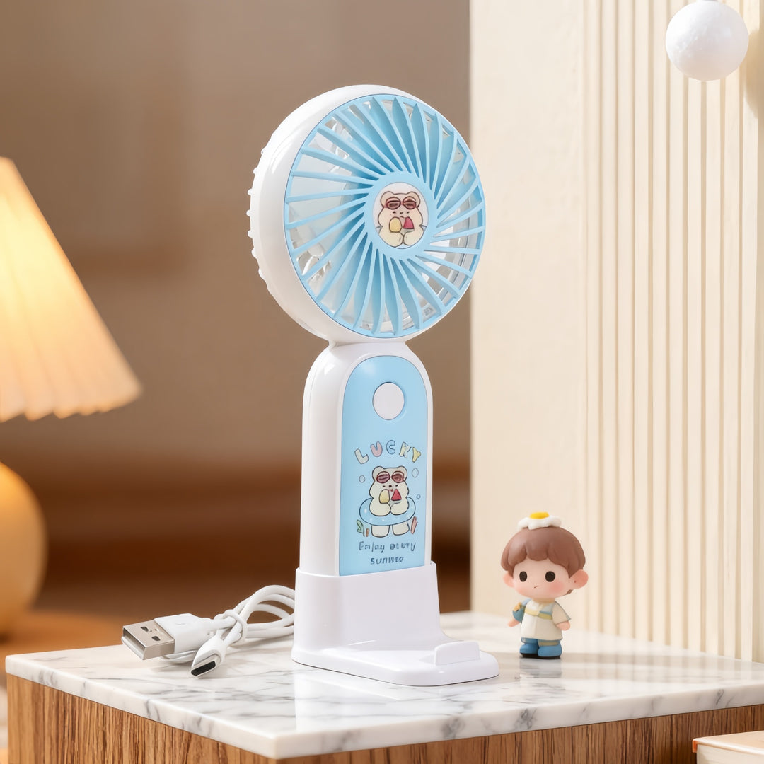 Women's Portable USB Hand Fan with Cute Kalsten Design