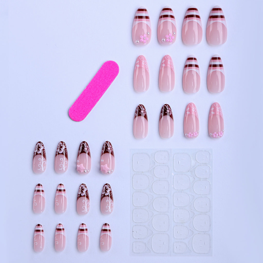 Artificial Fingernails In Elegant Floral Design Kalsten