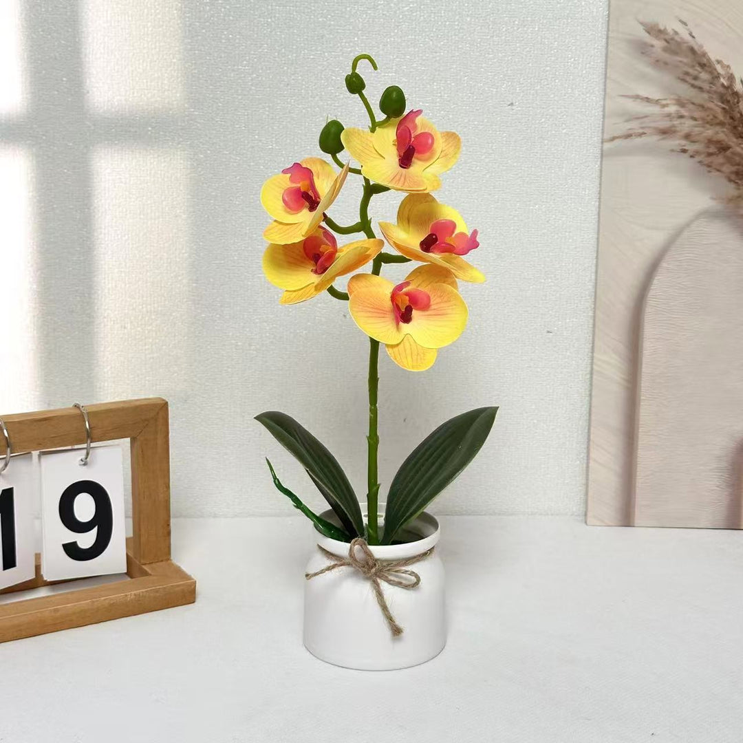 Lifelike Orchid Plant Arrangement for Indoor Home Decor