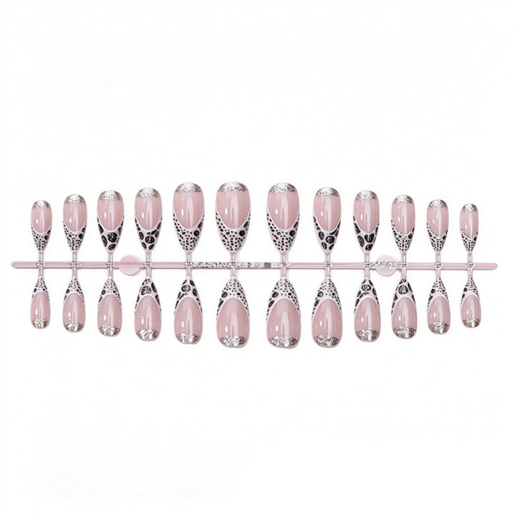Elegant Stiletto Press-On Nail Art with Glitter Accents