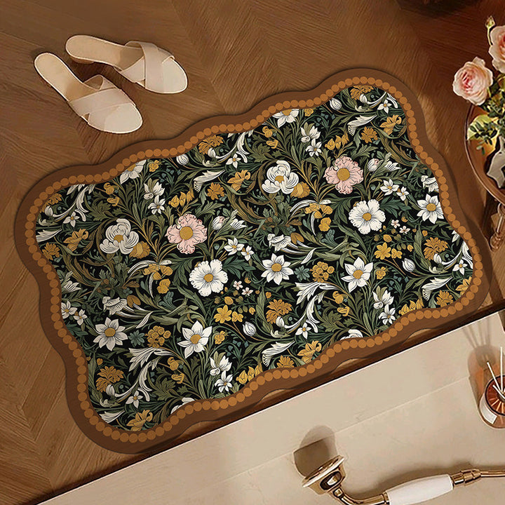 Floral Design Anti-Fatigue Bath Mat