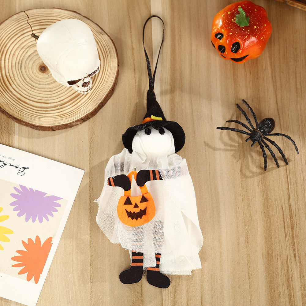 Cute Halloween Pumpkin Plush Decoration Pendant with Tulle