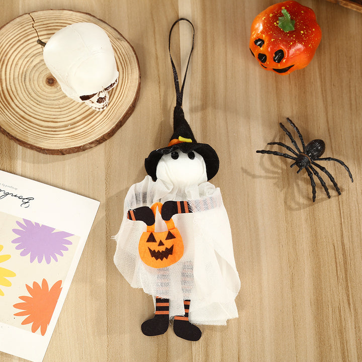 Cute Halloween Pumpkin Plush Decoration Pendant with Tulle