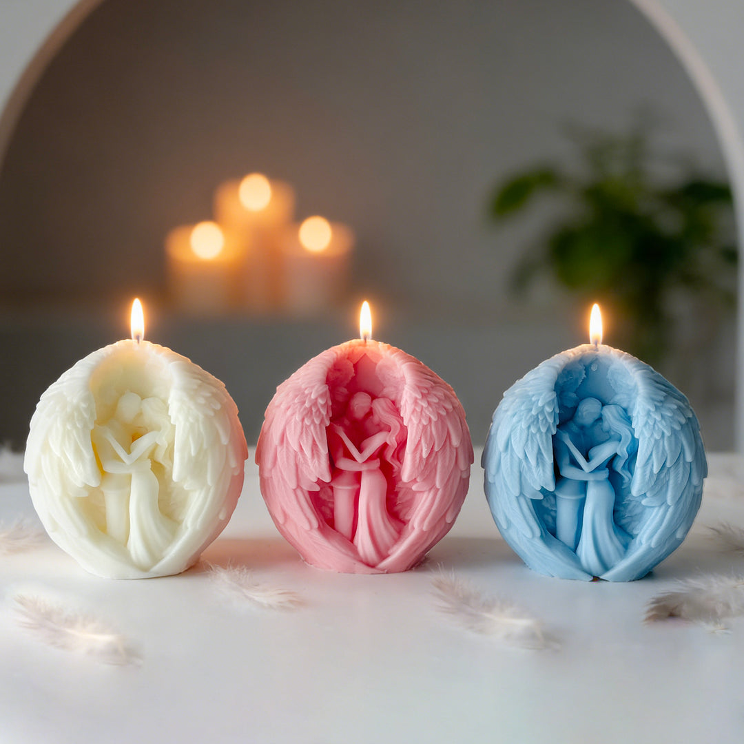 Sculpted Angel Embrace Candle
