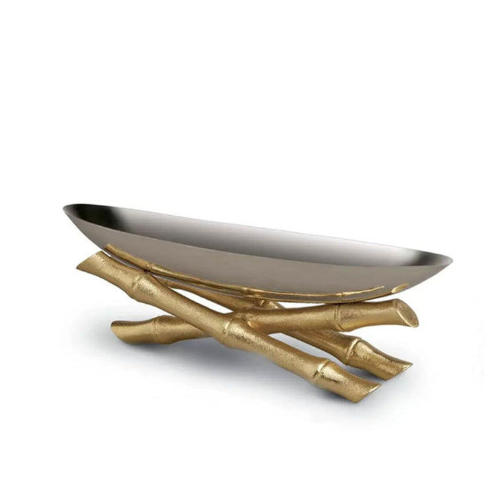 Decorative Serving Bowl with Bamboo Base