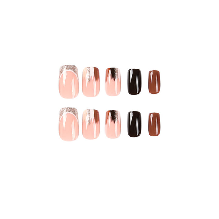 Elegant Artificial Nail Extensions with Ombre and Glitter Details Kalsten
