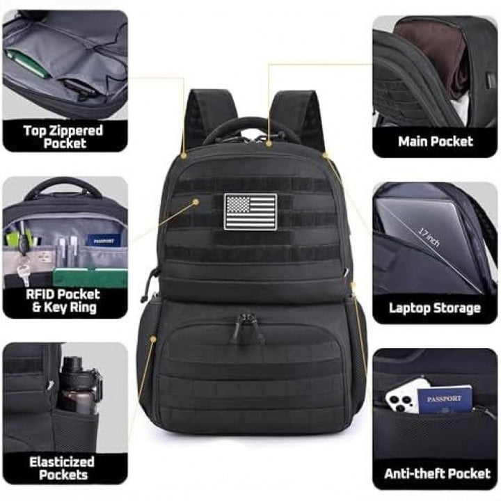 Multifunctional Backpack with Multiple Compartments and Attachment Options Kalsten