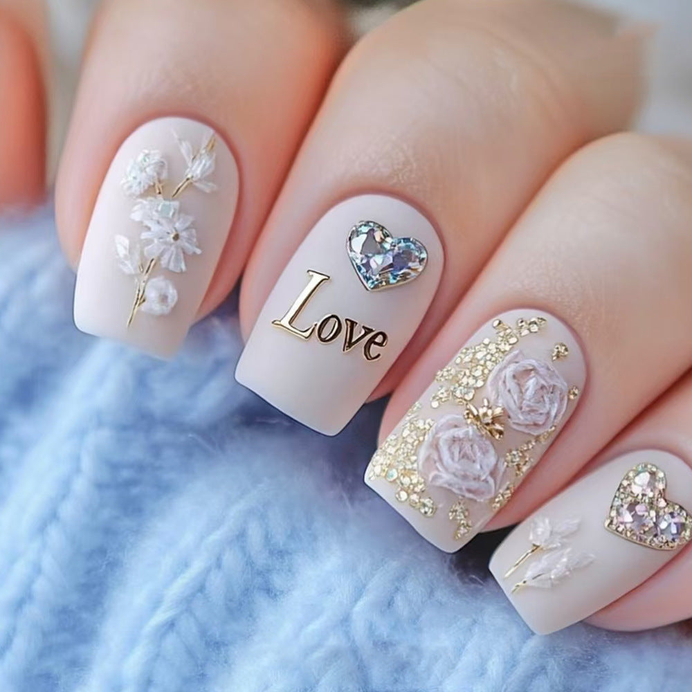 Romantic Floral Press-On Nail Art Kalsten
