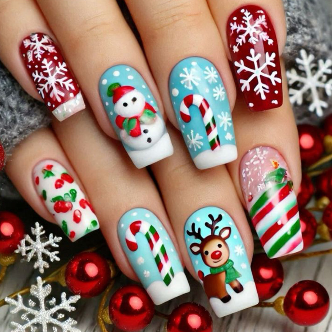 Artistic Christmas-Themed 3D Nail Art Extensions Kalsten