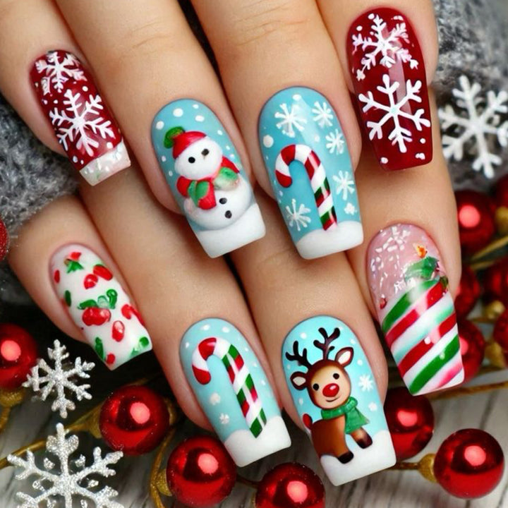 Artistic Christmas-Themed 3D Nail Art Extensions Kalsten