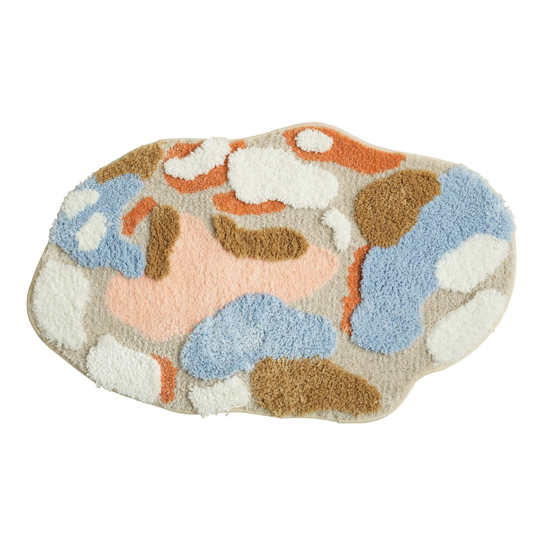High-pile bathroom rug in organic shape with abstract textured pile Kalsten