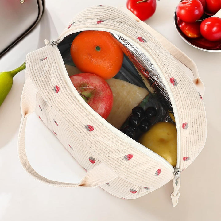 Charming Strawberry Print Insulated Lunch Bag