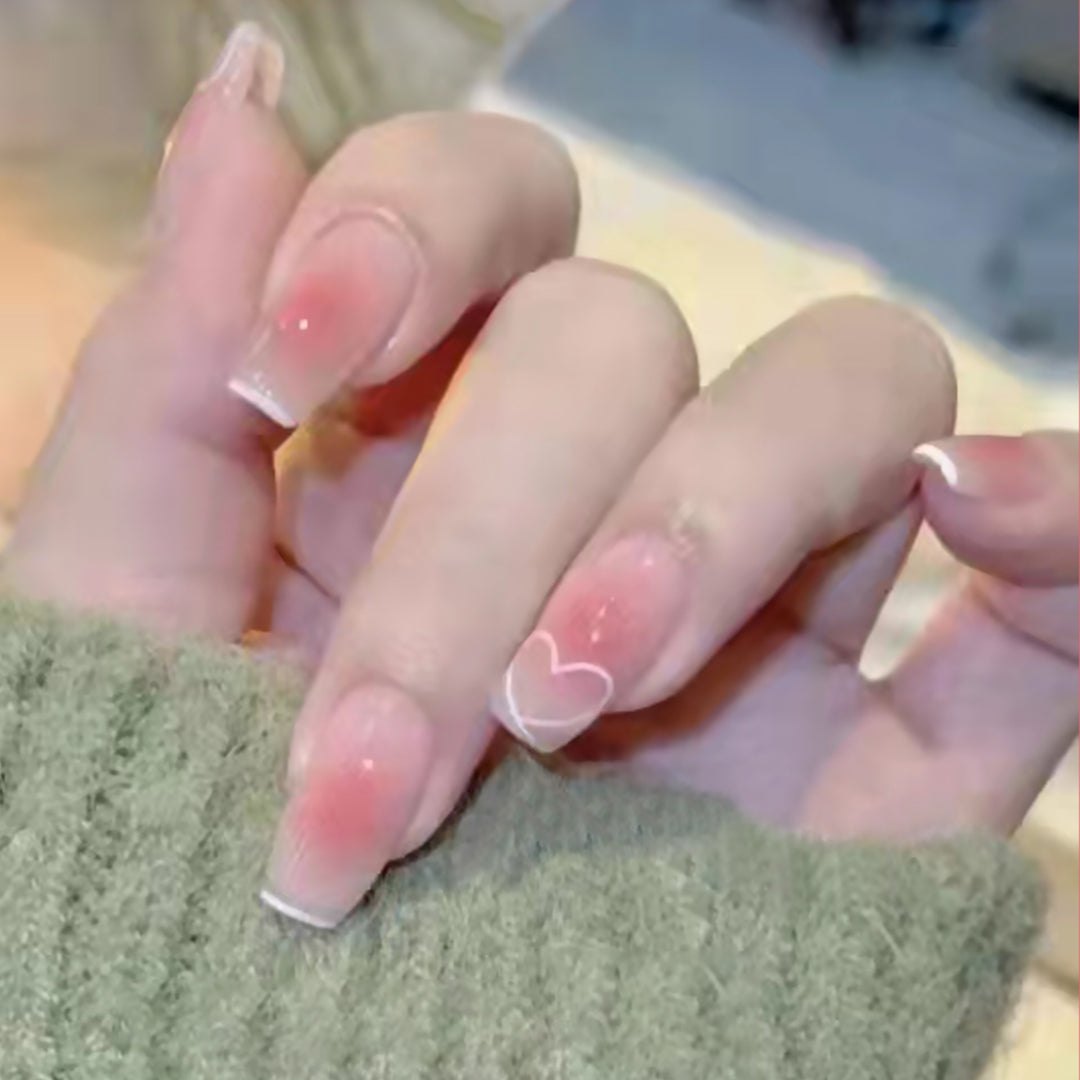 Stylish heart and ombre design artificial nails Kalsten
