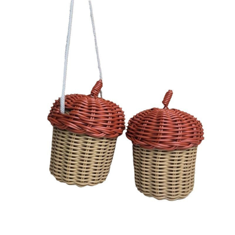 Charming Acorn-Shaped Woven Storage Hanging Basket Kalsten