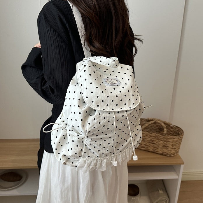 Charming Polka Dot Ruffled Backpack Kalsten